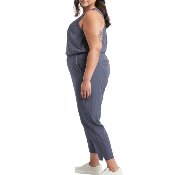 Athleta Brooklyn Textured Jumpsuit Medieval Violet Women's Size 26 New With Tags - Picture 3 of 13